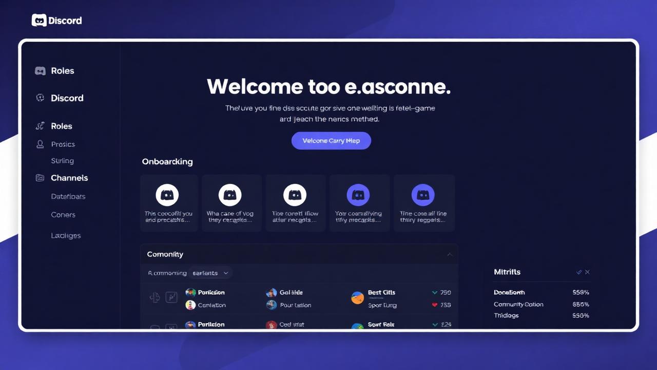 Gaming brand Discord welcome screen with onboarding flow and member roles