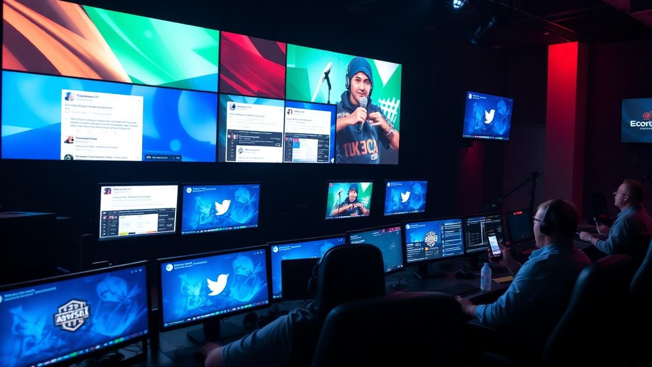 Social media command center during live esports event with real-time monitoring