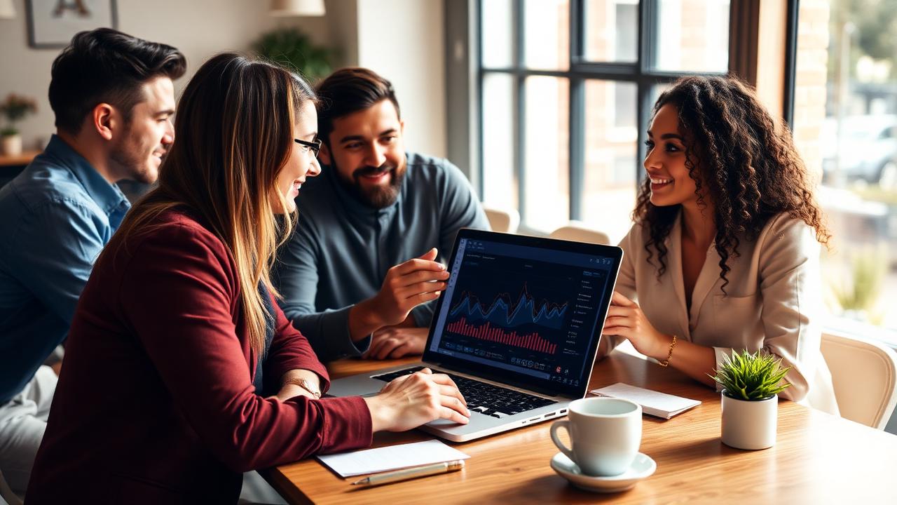 Marketing team reviewing gaming creator analytics and collaboration strategy